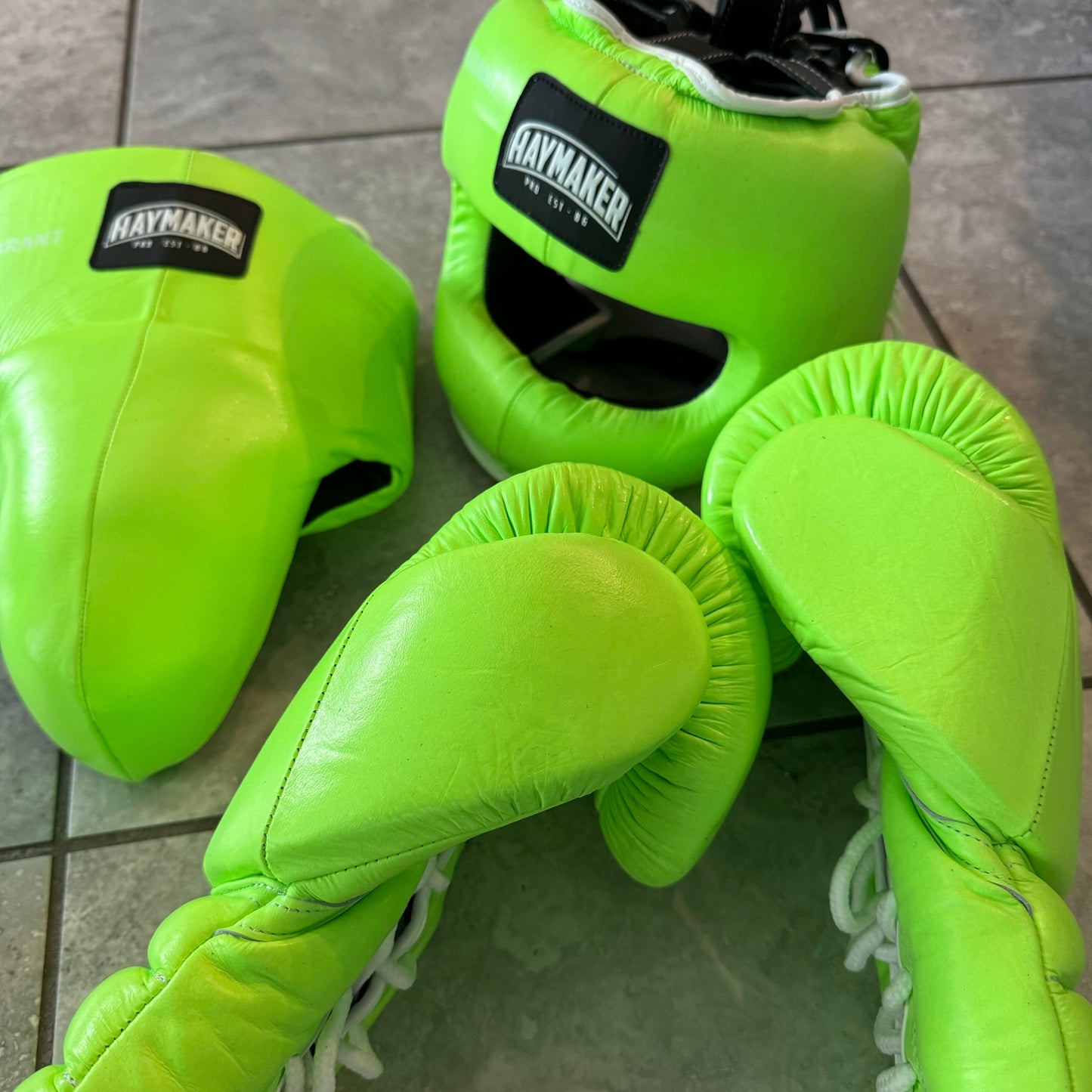 LIME GREEN | BOXING GLOVES & SPARRING SET | 100% LEATHER