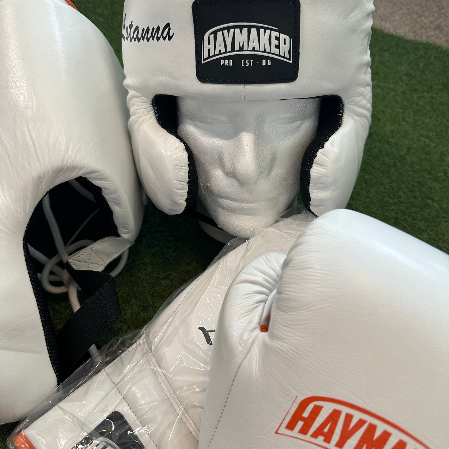 WHITE ORANGE TRIM | SPARRING SET | 100% LEATHER