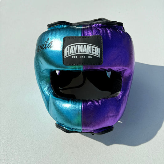 TEAL METALLIC PURPLE HEADGEAR | 100% LEATHER ( CLICK TO CHANGE STYLE )