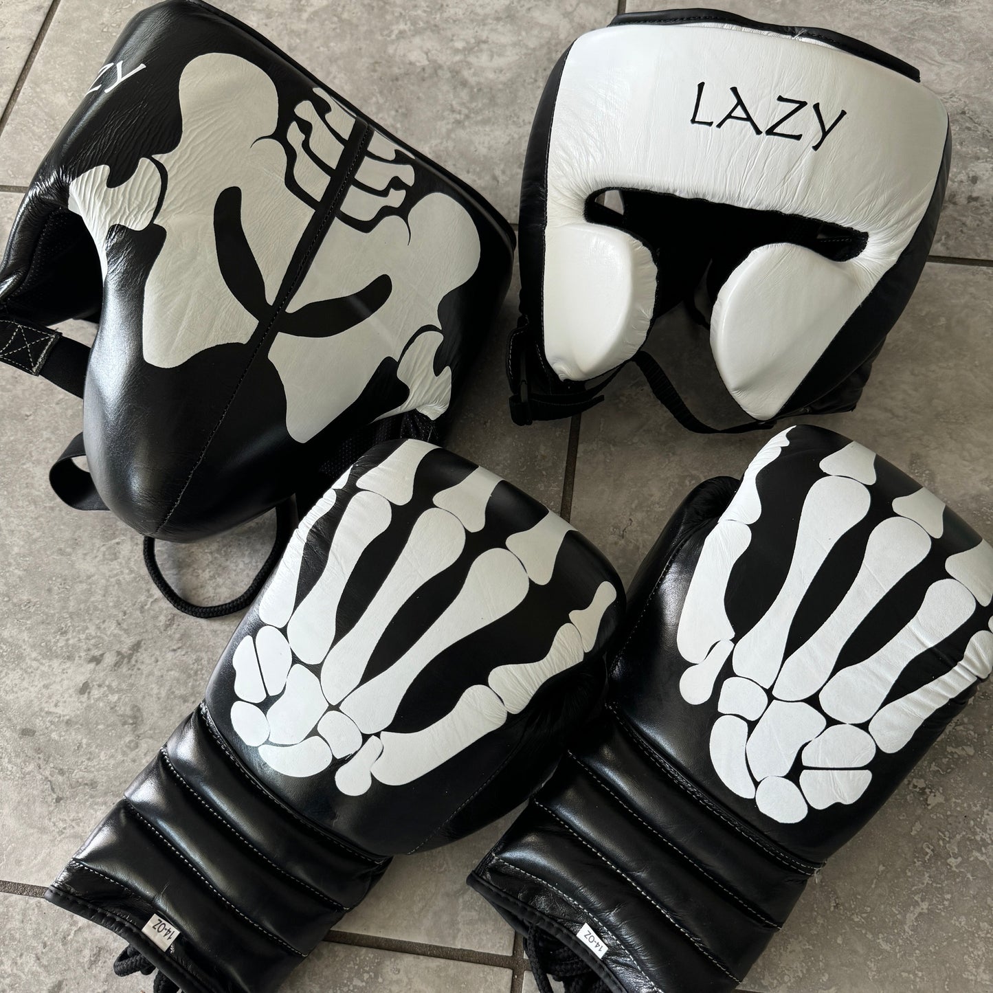 NEW DESIGN SKELETON | BOXING GLOVES & SPARRING SET | 100% LEATHER