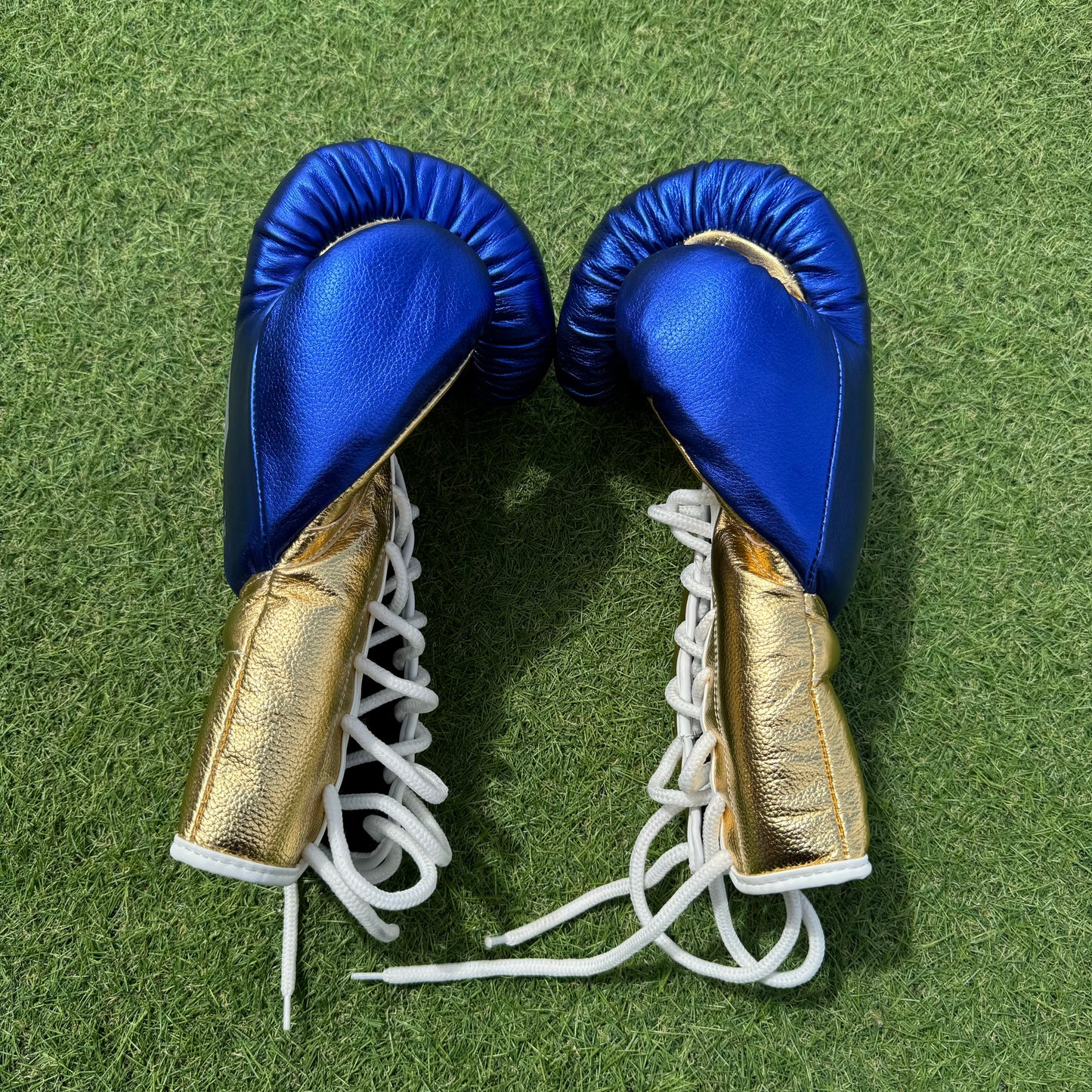 METALLIC BLUE GOLD | BOXING GLOVES 100% LEATHER