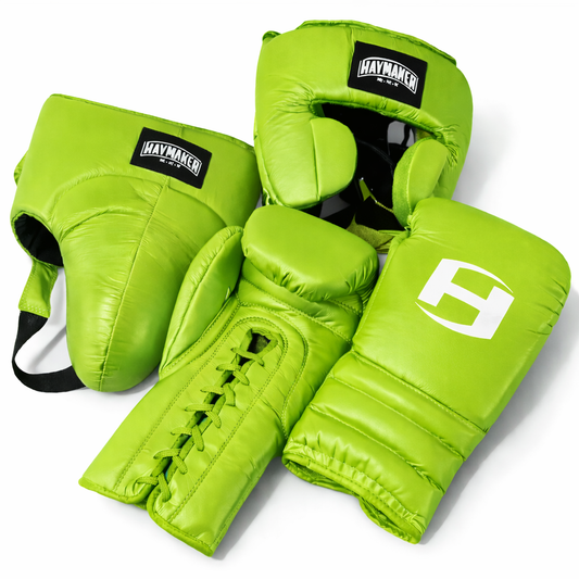 LIME GREEN | BOXING GLOVES & SPARRING SET | 100% LEATHER
