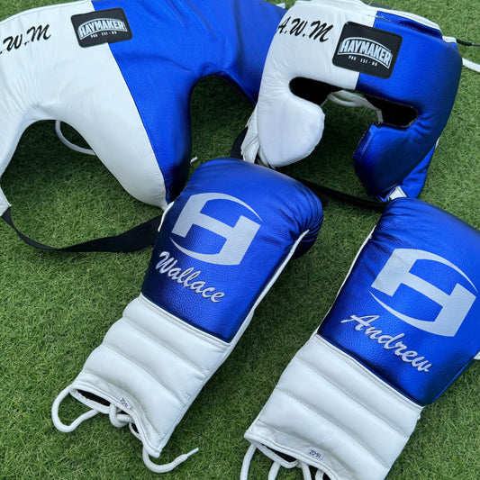 BLUE & WHITE | SPARRING SET | 100% LEATHER