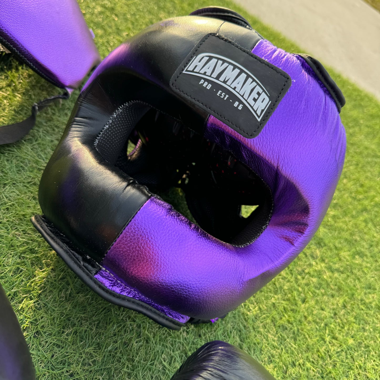 METALLIC PURPLE & BLACK | BOXING GLOVES & SPARRING SET | 100% LEATHER