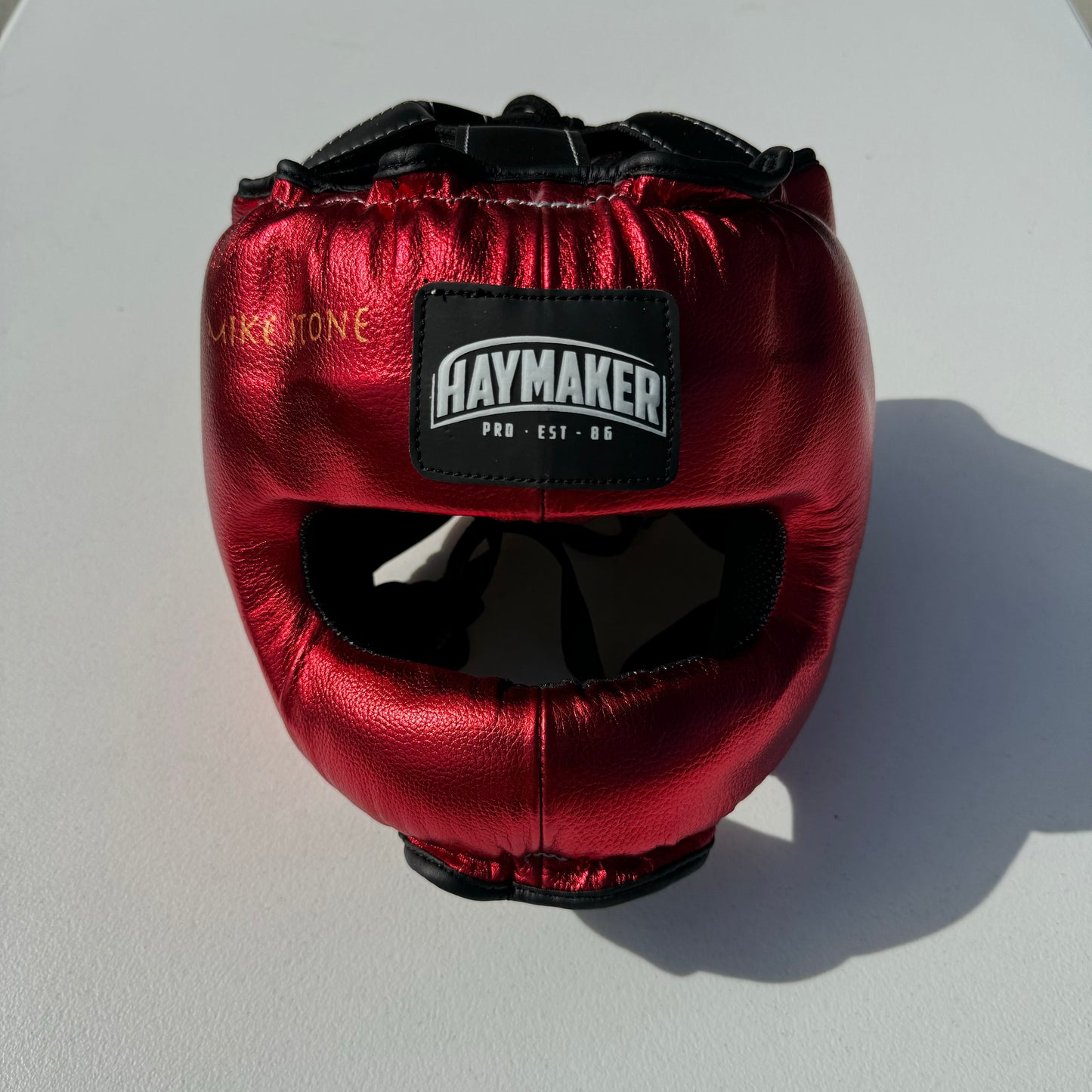 METALLIC RED BOXING HEADGEAR | 100% LEATHER ( CLICK TO CHANGE STYLE )