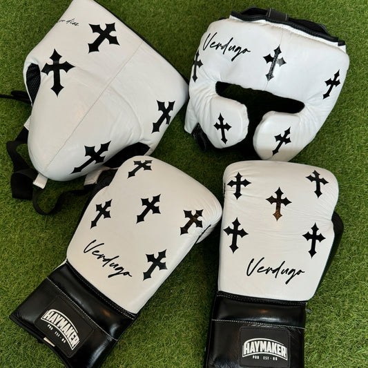 BLACK & WHITE | MULTI CROSS | BOXING SPARRING SET | 100% LEATHER