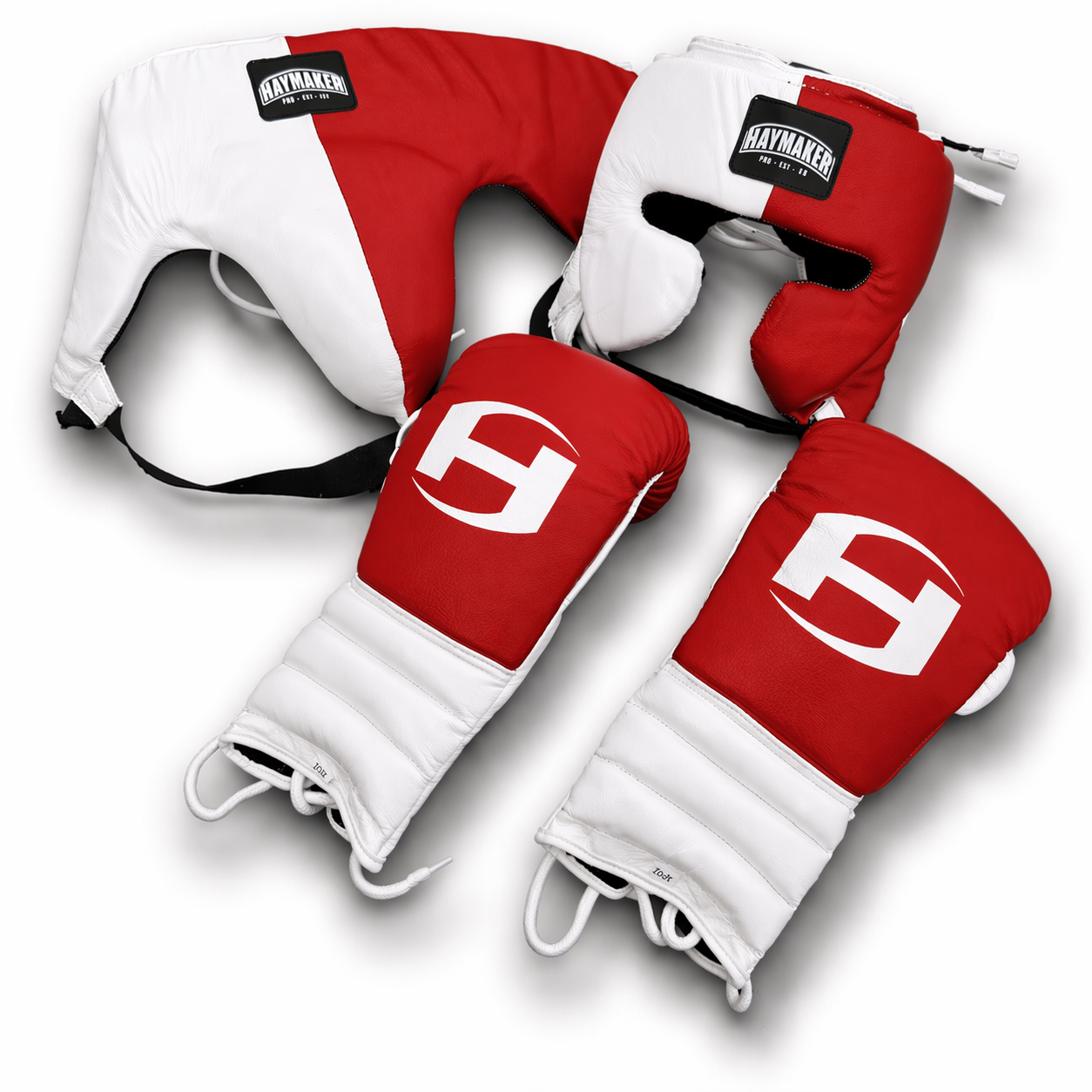 WHITE & RED | SPARRING SET | 100% LEATHER