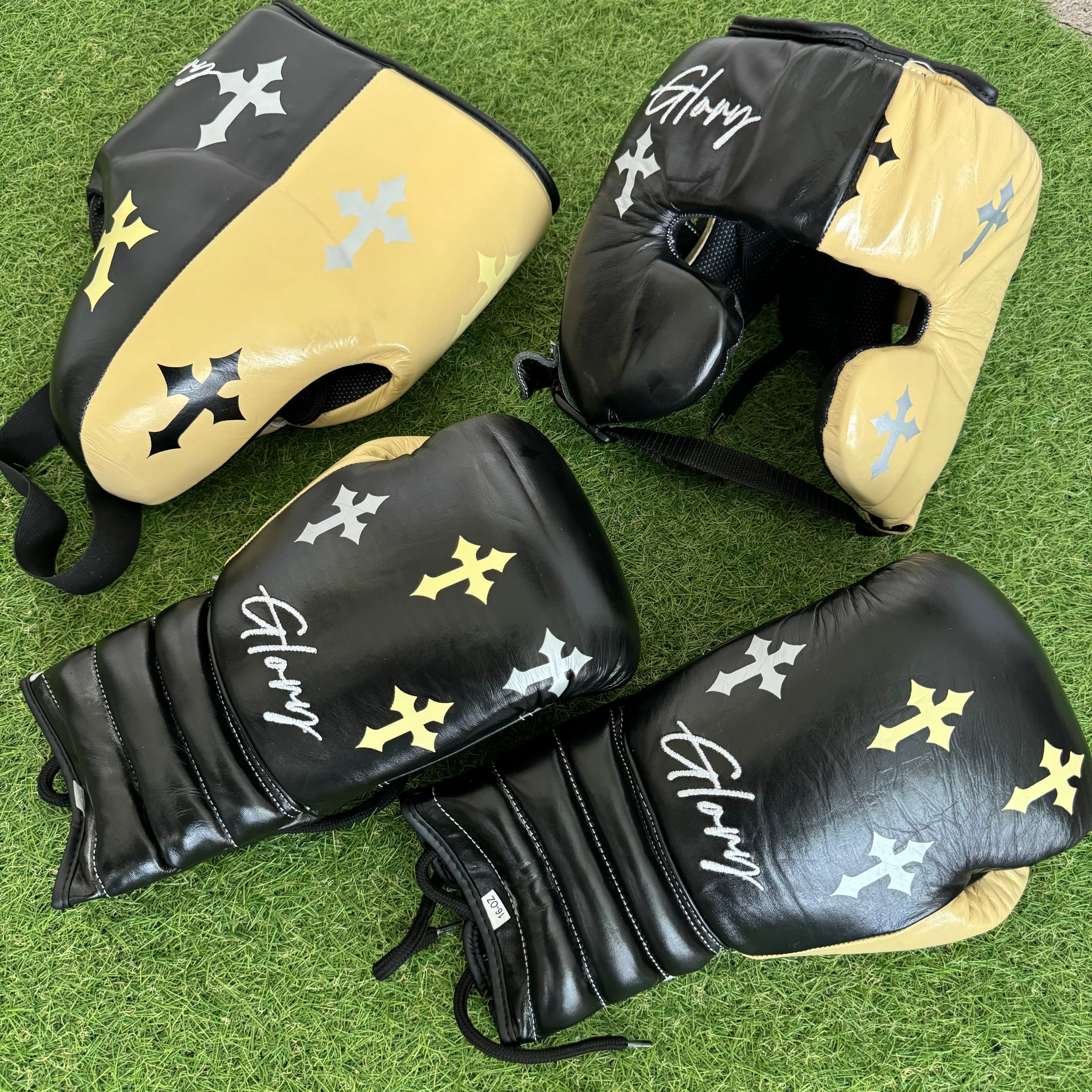 BLK CREAM | CRUCIFIX | BOXING GLOVES & SPARRING SET | 100% LEATHER