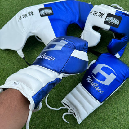 BLUE & WHITE | BOXING GLOVES & SPARRING SET | 100% LEATHER