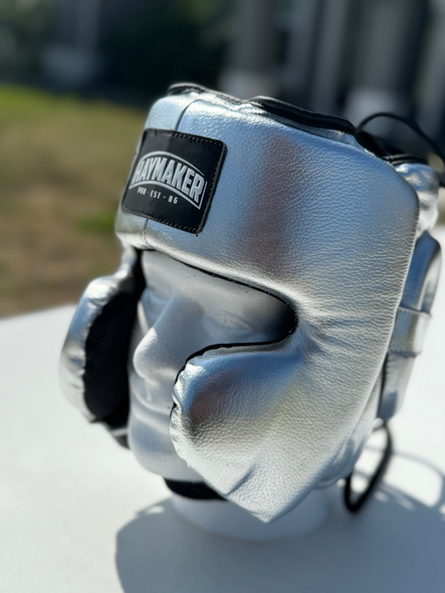 SILVER BOXING HEADGEAR | 100% LEATHER ( CLICK TO CHANGE STYLE )