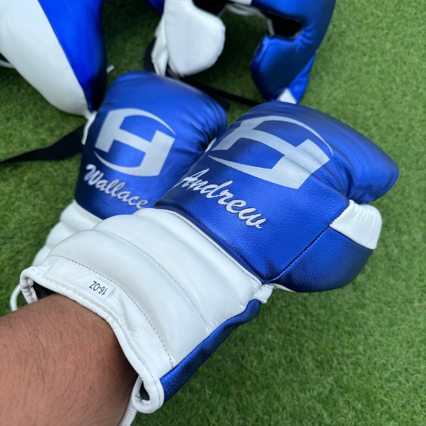 BLUE & WHITE | BOXING GLOVES & SPARRING SET | 100% LEATHER