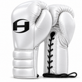 WHITE PRO ELITE BOXING GLOVES | 100% LEATHER