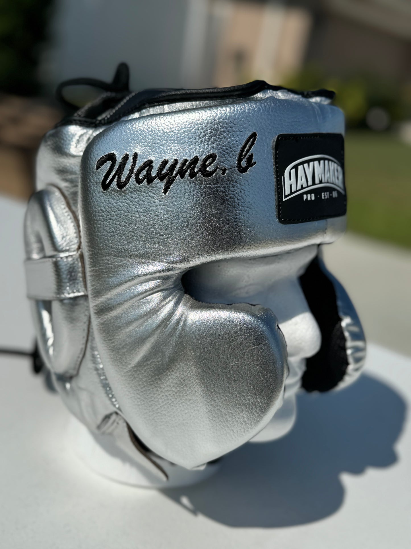 SILVER BOXING HEADGEAR | 100% LEATHER ( CLICK TO CHANGE STYLE )