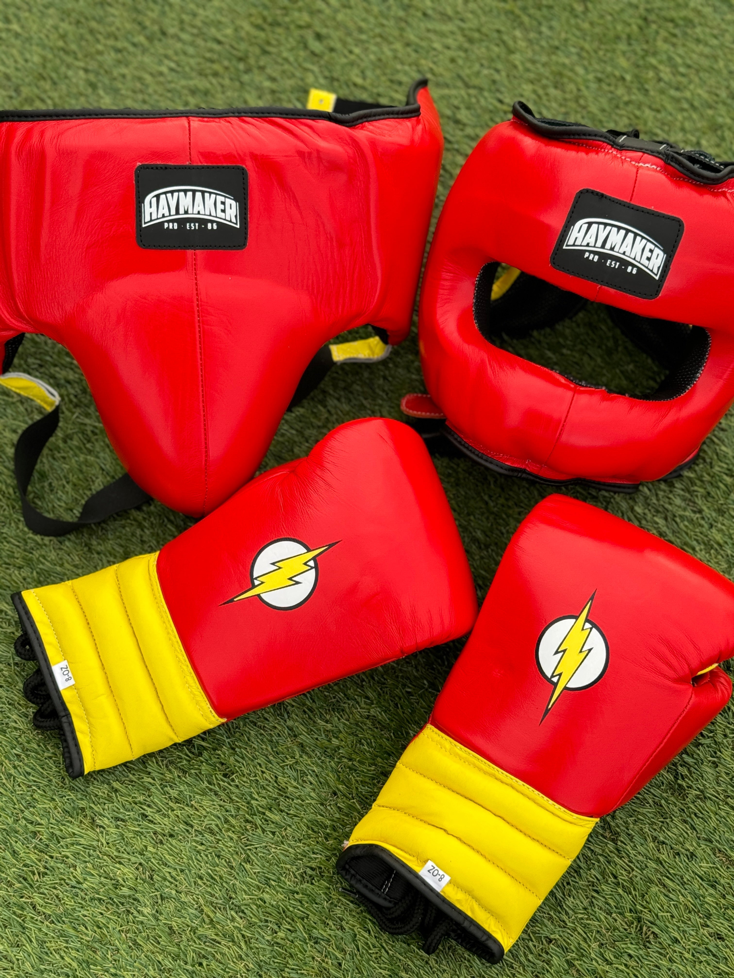 FLASH SET RED | BOXING GLOVES & SPARRING SET 100% LEATHER