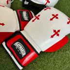 RED & WHITE | CRUCIFIX | BOXING GLOVES & SPARRING SET | 100% LEATHER