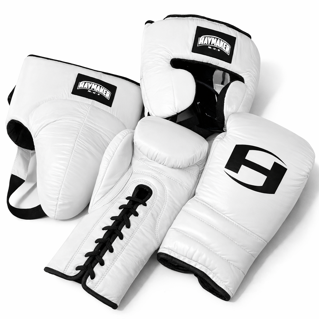 WHITE | BOXING GLOVES & SPARRING SET | 100% LEATHER