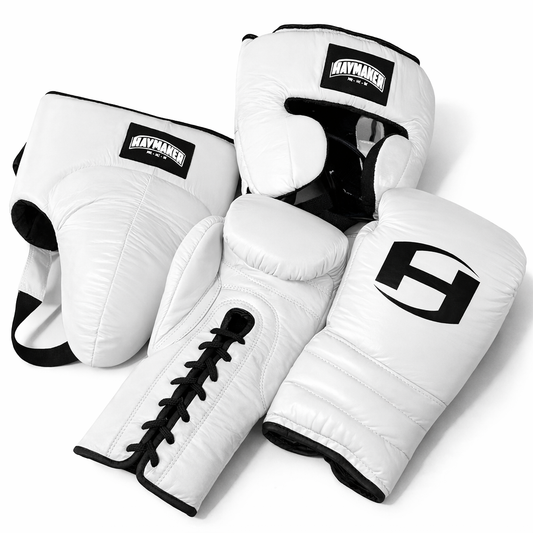 WHITE | BOXING GLOVES & SPARRING SET | 100% LEATHER