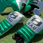 METALLIC GREEN & SILVER | BOXING GLOVES & SPARRING SET | 100% LEATHER