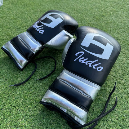 BLACK & SILVER | BOXING  GLOVES 100% LEATHER