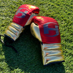 METALLIC RED & GOLD | PRO ELITE GLOVES 100% LEATHER