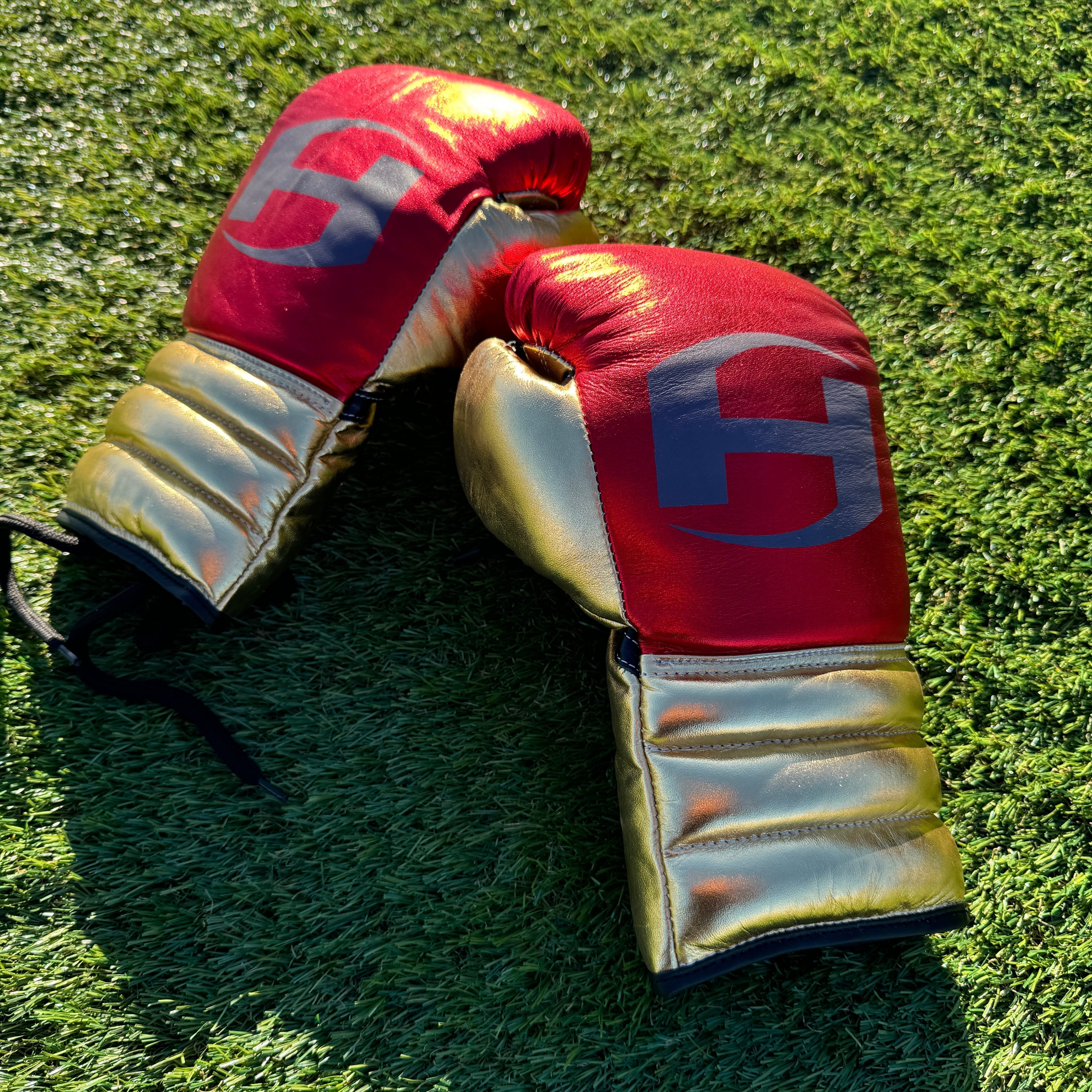 METALLIC RED & GOLD | PRO ELITE GLOVES 100% LEATHER