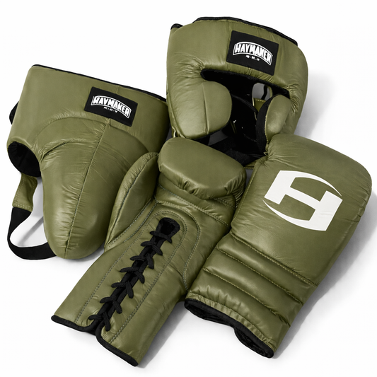 ARMY GREEN | BOXING GLOVES & SPARRING SET | 100% LEATHER