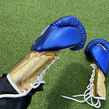 METALLIC BLUE GOLD | BOXING GLOVES 100% LEATHER