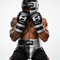 BLACK & METALLIC SILVER | BOXING GLOVES & SPARRING SET | 100% LEATHER