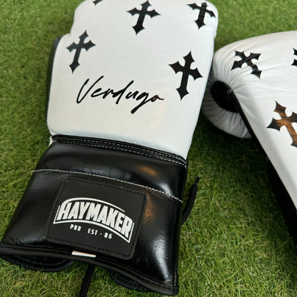 HM CRUCIFIX WHITE & BLACK  | BOXING GLOVES 100% LEATHER