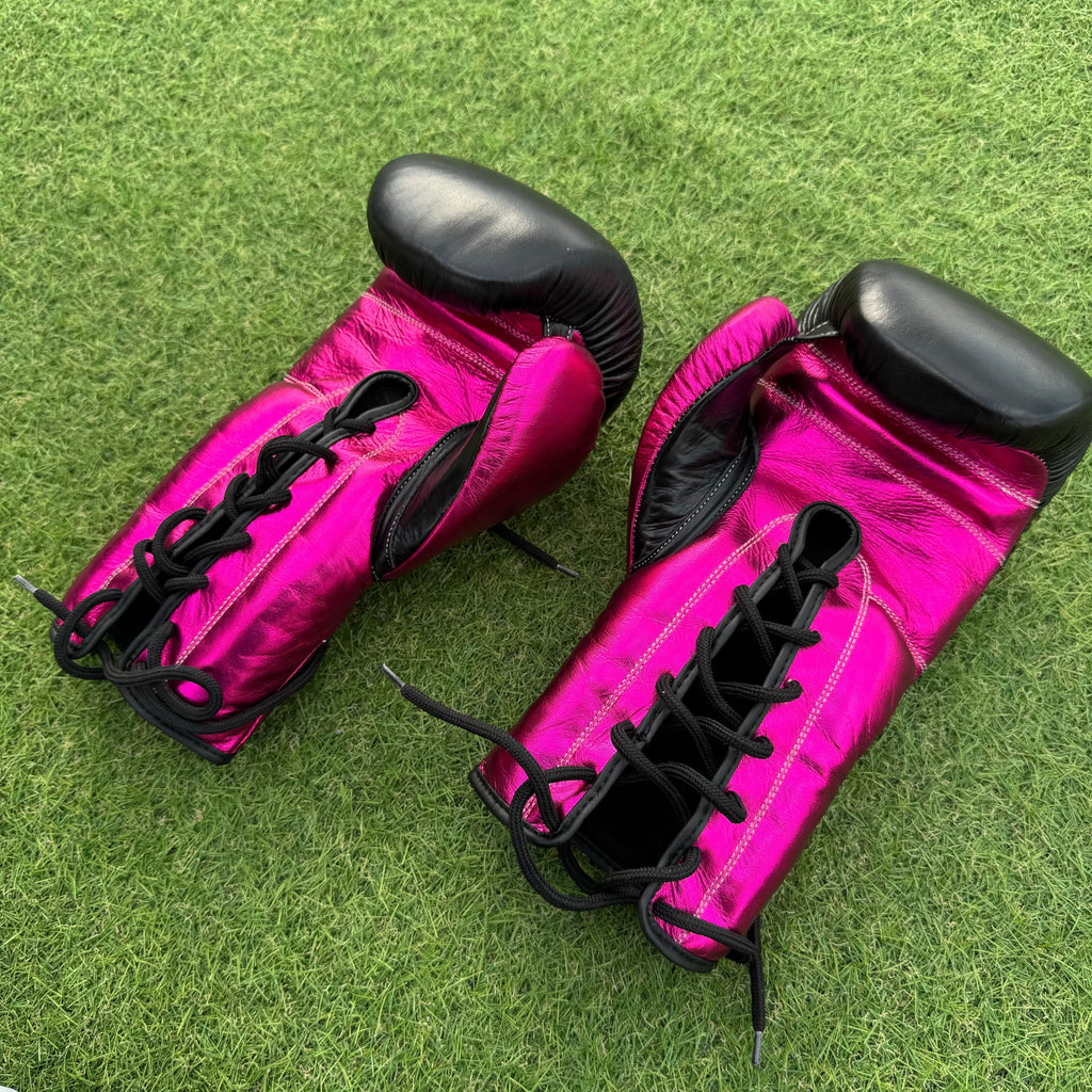 BLACK METTALIC PINK | PRO ELITE GLOVES 100% LEATHER
