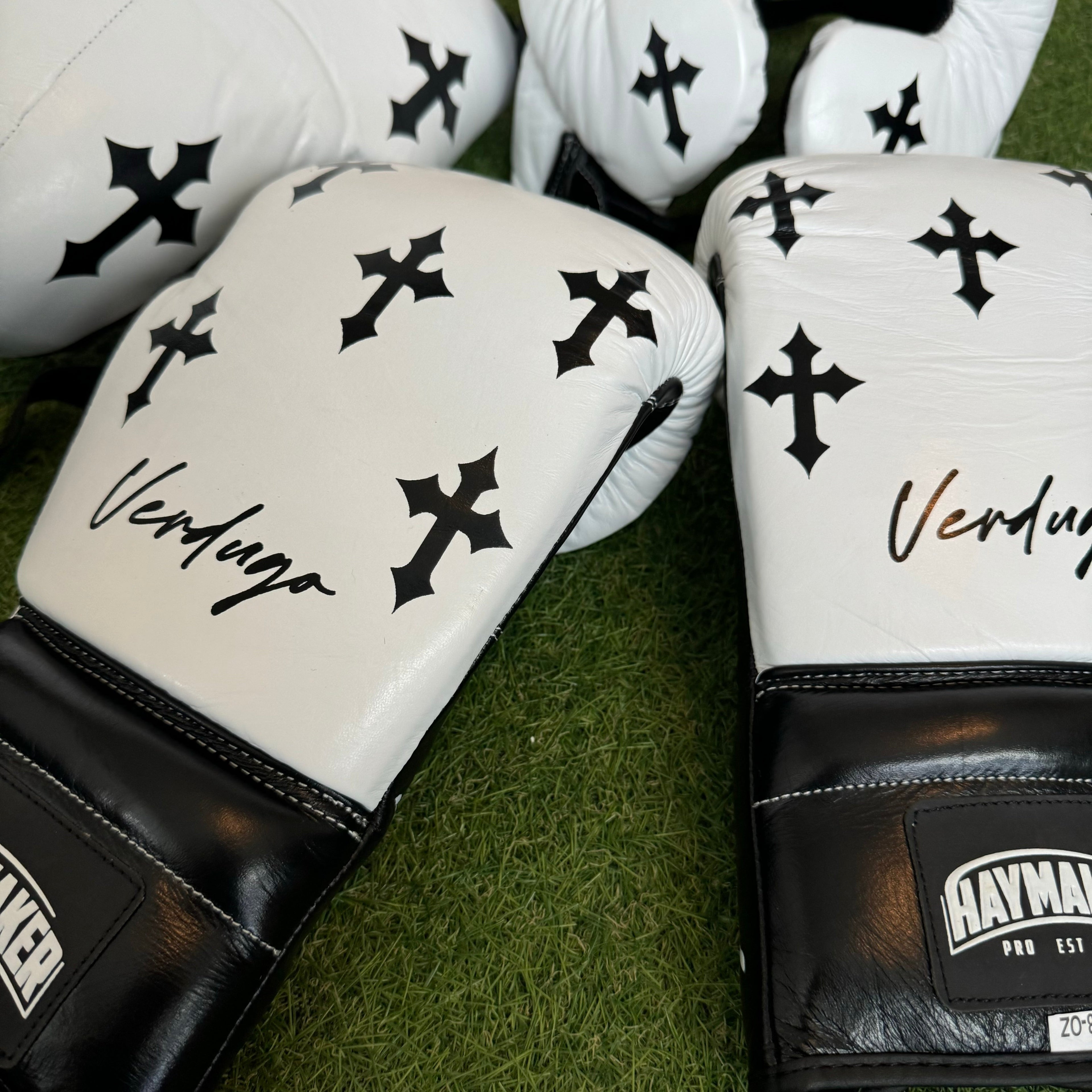 BLK & WHITE| CRUCIFIX | BOXING GLOVES & SPARRING SET | 100% LEATHER