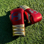 METALLIC RED & GOLD | PRO ELITE GLOVES 100% LEATHER