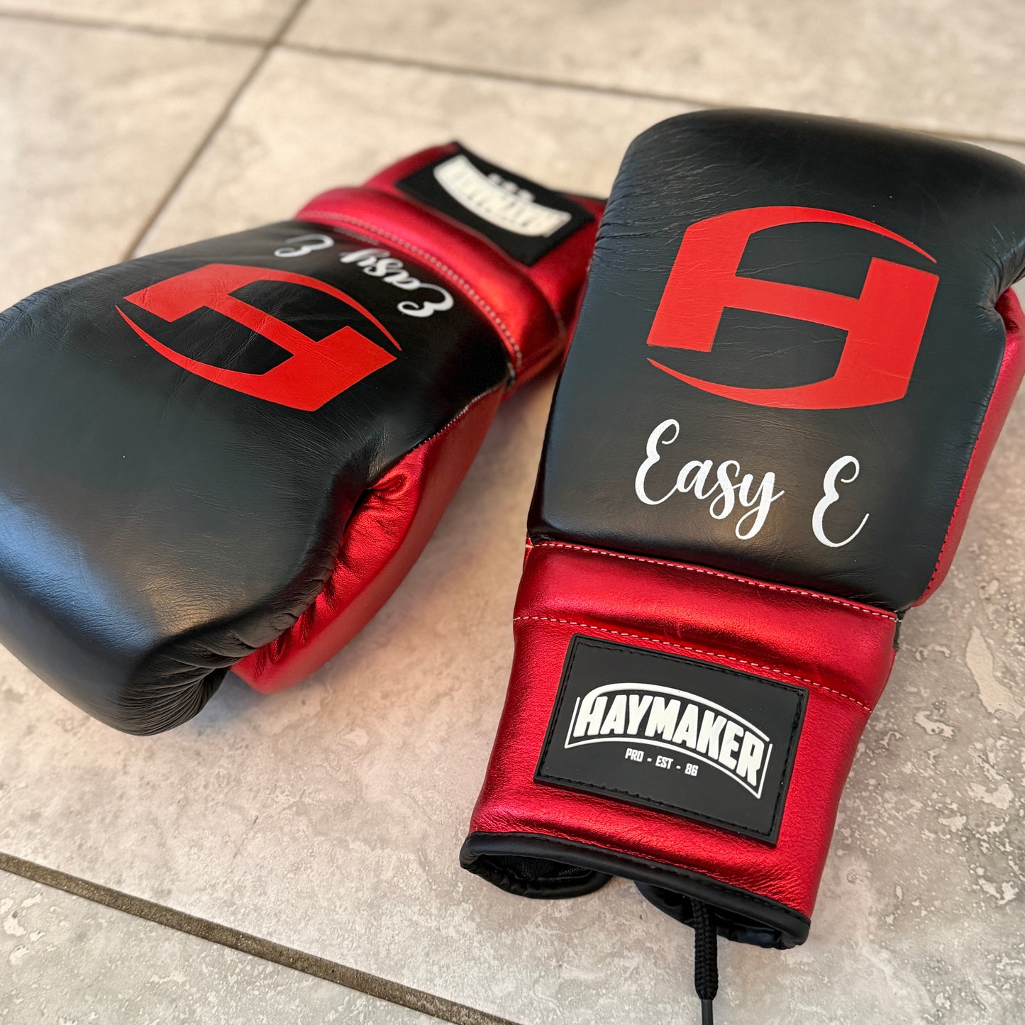 METALLIC RED & BLACK | PRO ELITE GLOVES 100% LEATHER