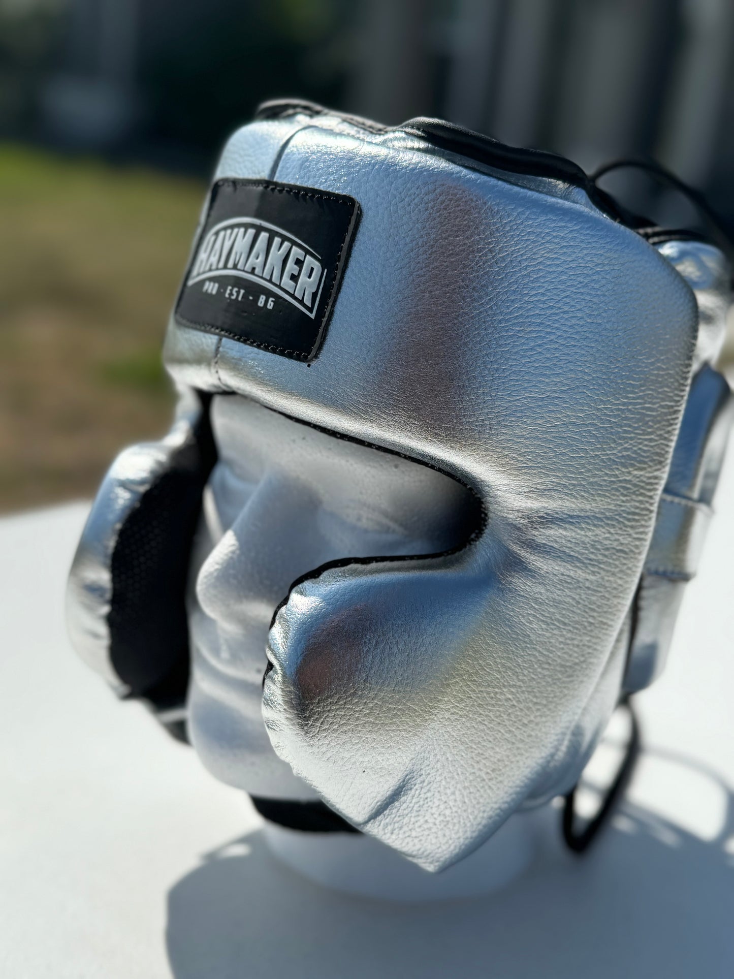 SILVER BOXING HEADGEAR | 100% LEATHER ( CLICK TO CHANGE STYLE )