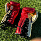 METALLIC RED & GOLD | PRO ELITE GLOVES 100% LEATHER