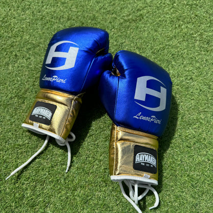 METALLIC BLUE GOLD | BOXING GLOVES 100% LEATHER