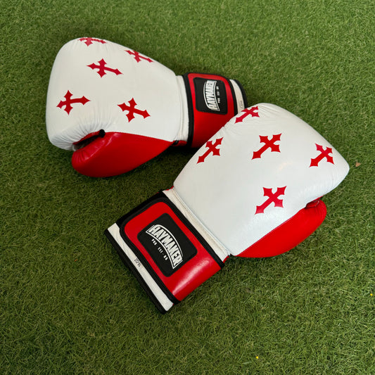 HM CRUCIFIX RED & WHITE |  GLOVES 100% LEATHER