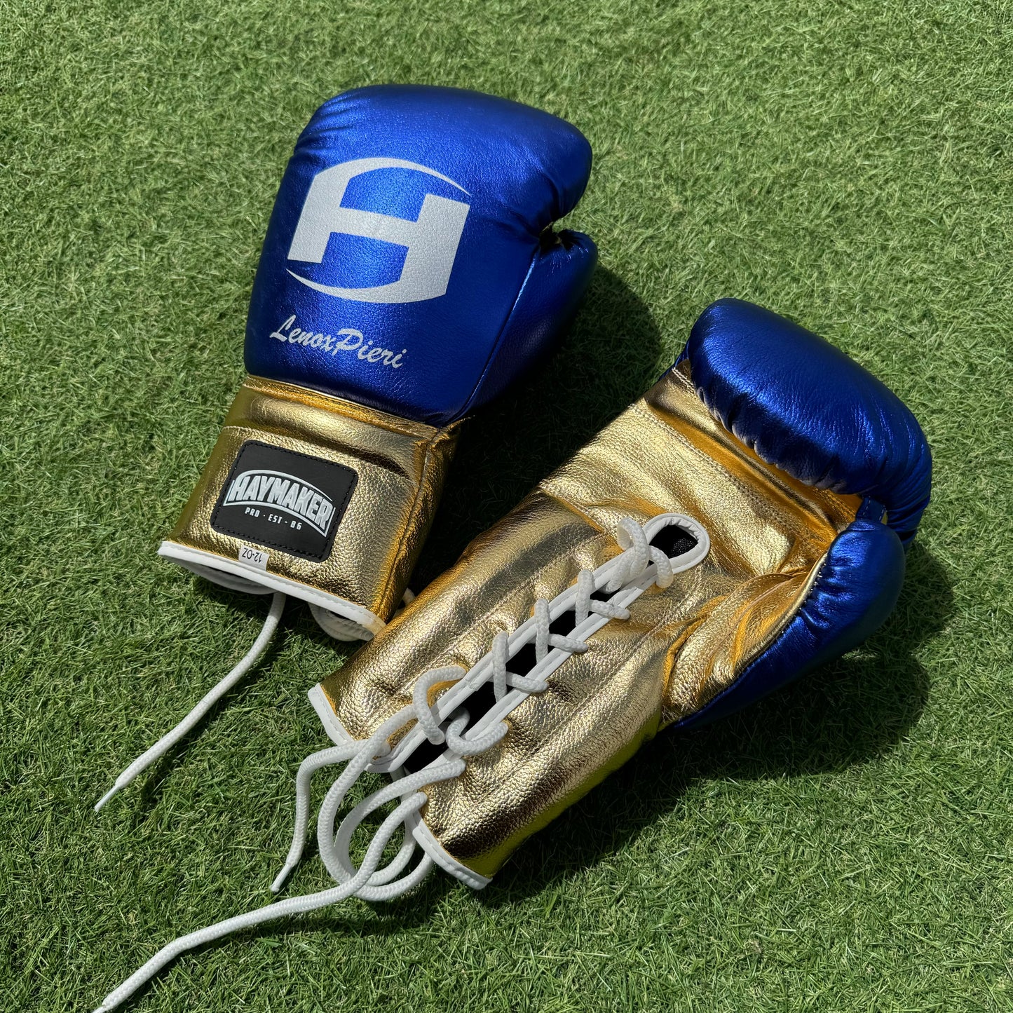 METALLIC BLUE GOLD | BOXING GLOVES 100% LEATHER