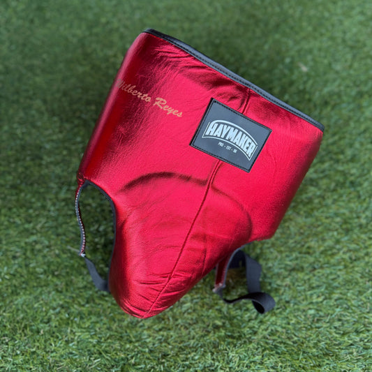 METALLIC RED | BOXING GROIN GUARD 100% LEATHER