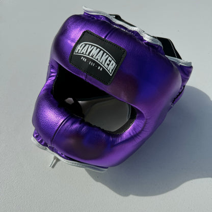 METALLIC PURPLE | BOXING HEADGEAR 100% LEATHER ( CLICK TO CHANGE STYLE )