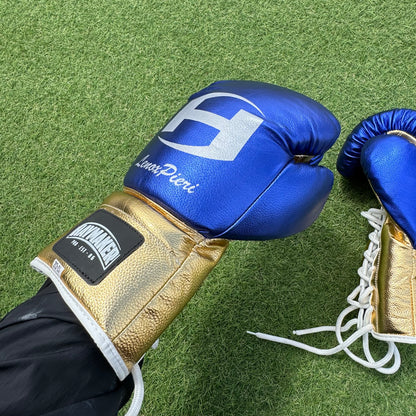 METALLIC BLUE GOLD | BOXING GLOVES 100% LEATHER