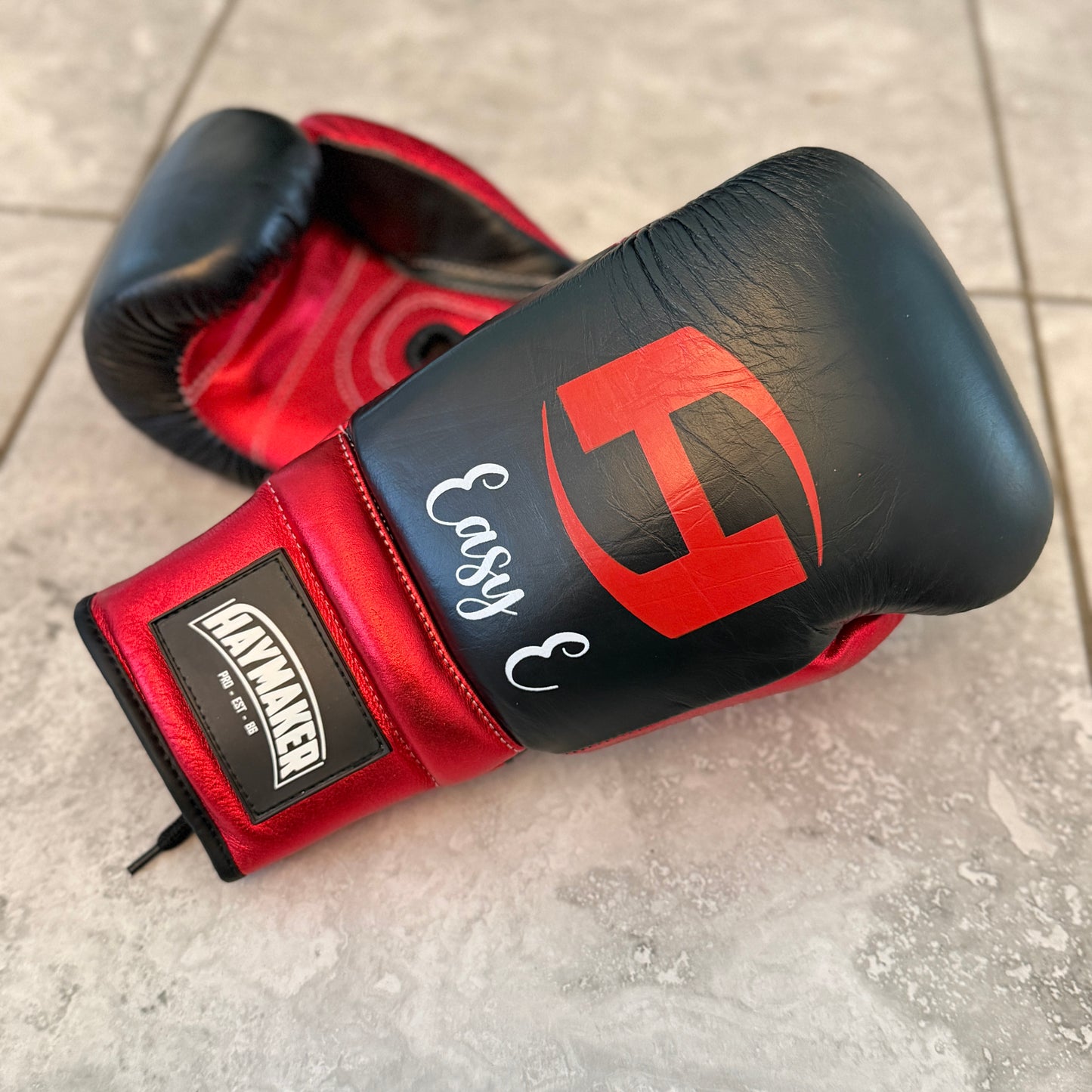 METALLIC RED & BLACK | PRO ELITE GLOVES 100% LEATHER