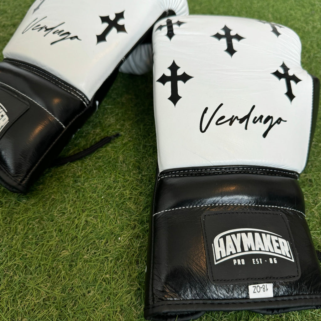 BLK & WHITE| CRUCIFIX | BOXING GLOVES & SPARRING SET | 100% LEATHER