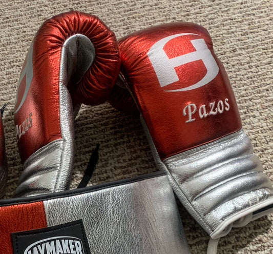 METALLIC RED & SILVER | PRO ELITE GLOVES 100% LEATHER