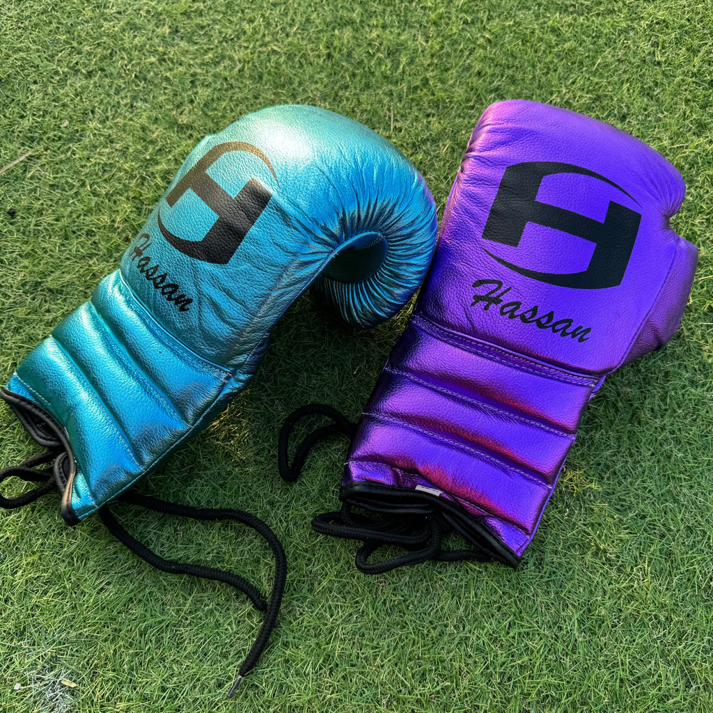 METALLIC PURPLE & TEAL | PRO ELITE GLOVES 100% LEATHER
