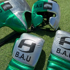 METALLIC GREEN & SILVER | BOXING GLOVES & SPARRING SET | 100% LEATHER