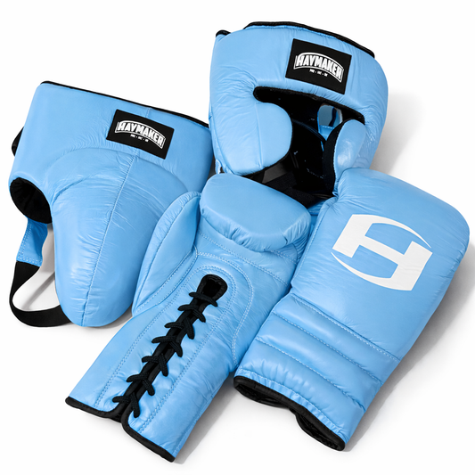 BABY BLUE | BOXING GLOVES & SPARRING SET | 100% LEATHER