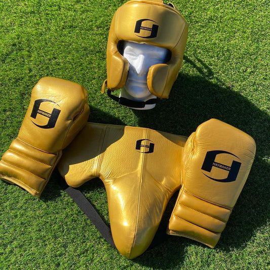 PRO GUARD | GOLD | SPARRING SET | 100% LEATHER