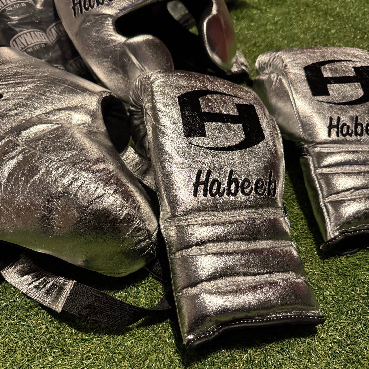 METALLIC SILVER | BOXING GLOVES & SPARRING SET | 100% LEATHER