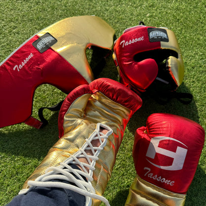 METALLIC RED & GOLD | SPARRING SET | 100% LEATHER